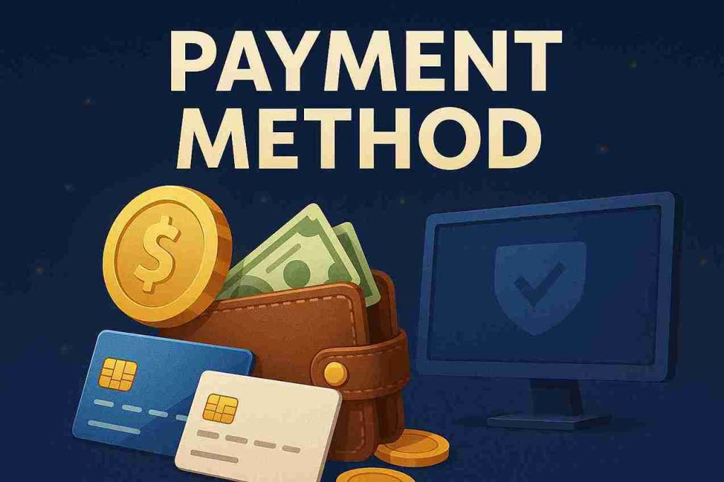 Jogador escolhendo método de pagamento no 616BET cassino.